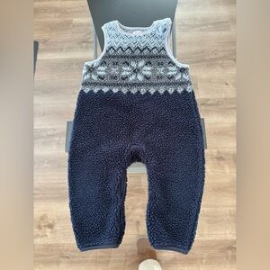 💙 GAP Baby Cozy Navy and Gray Knit Overalls - 18/24M
